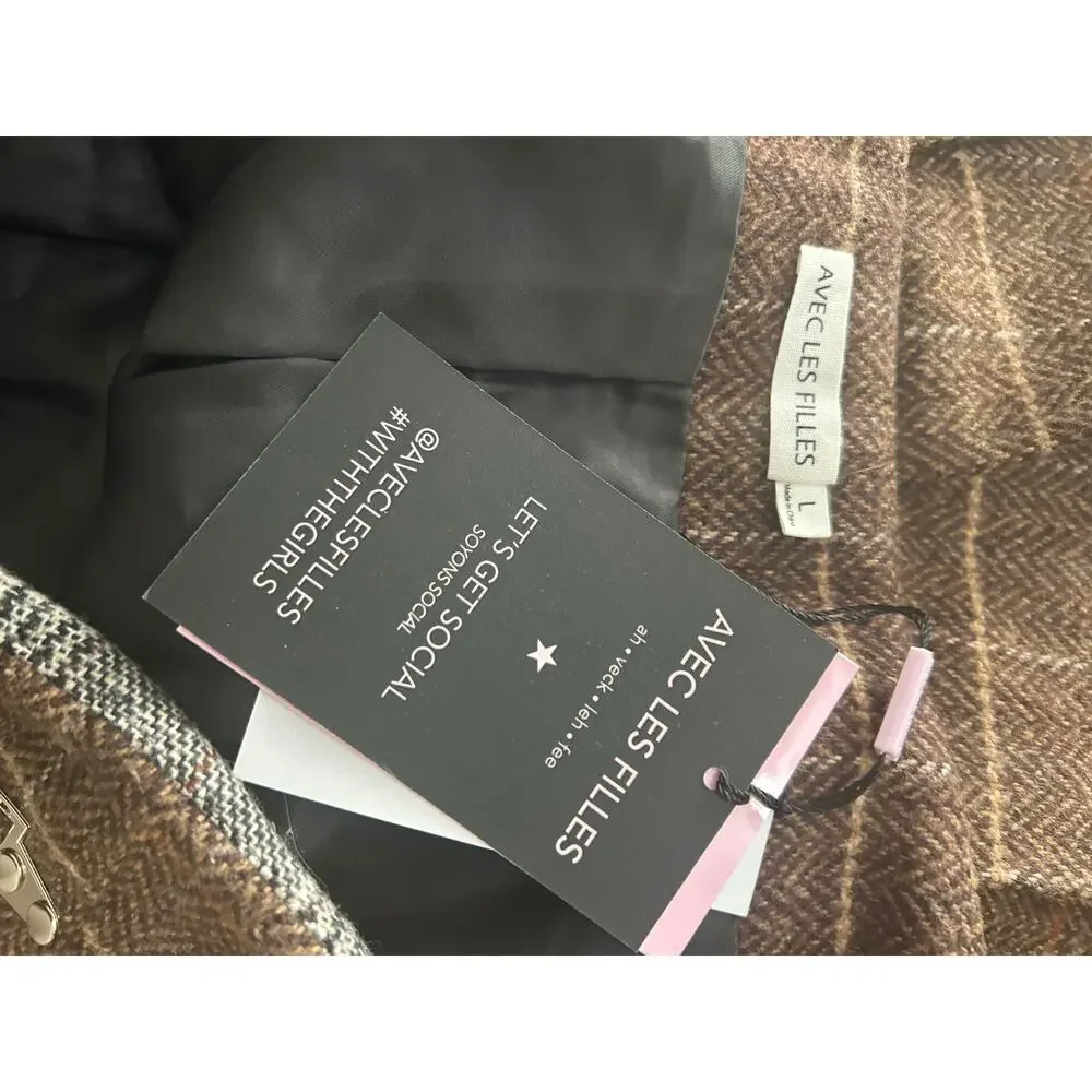 NWT Avec Les Filles mixed Pattern pleated mini skirt large - Picture 9 of 10